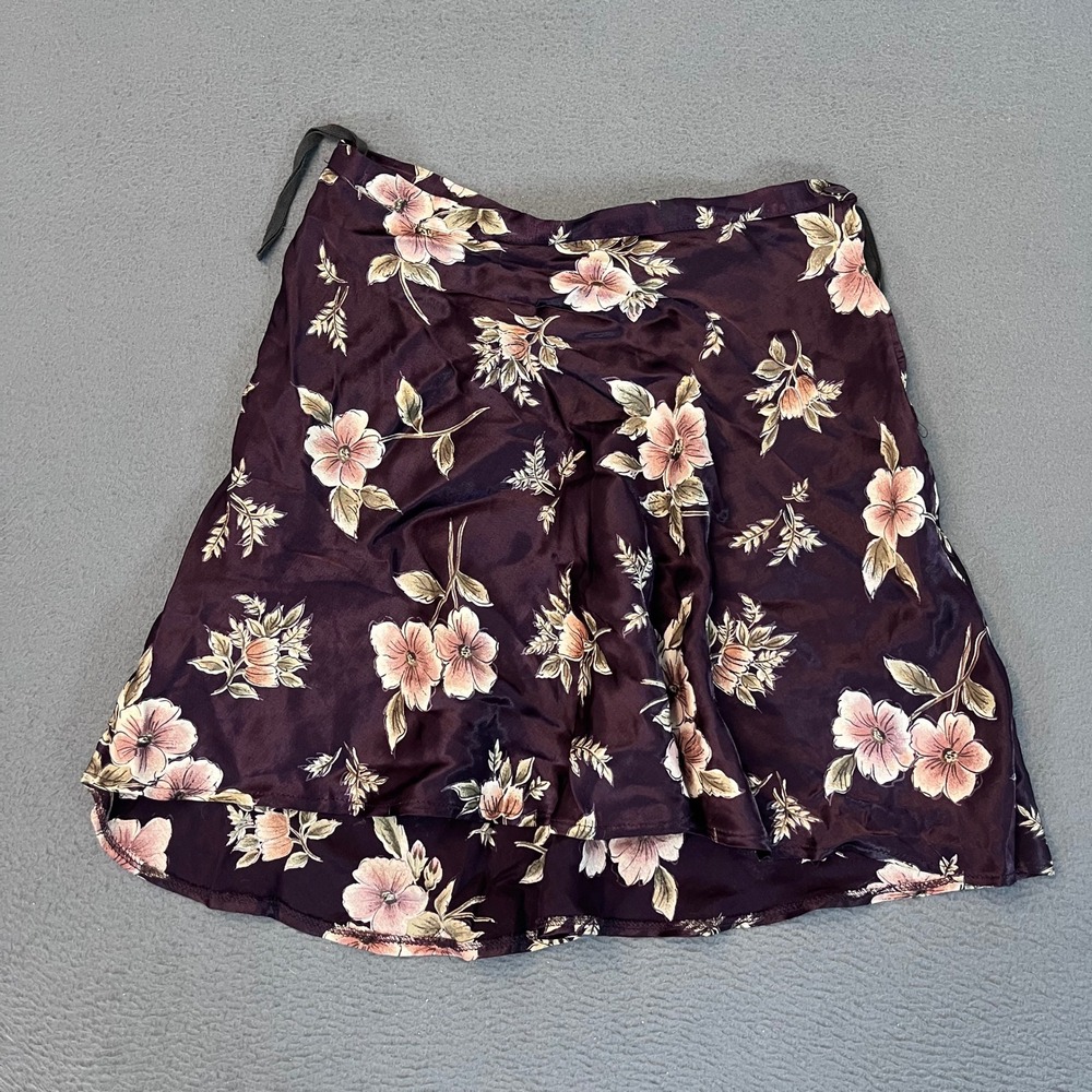 By Choice California Vintage 90s Floral Mini Skirt Plum Purple Rayon Size 9